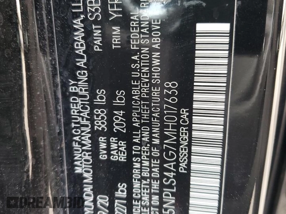 2021 Hyundai Elantra SEL z VIN 5NPLS4AG7MH017638, wystawiony jako Copart lot #53377195 z przebiegiem 106 287 mil mil oraz Szkoda całkowita • Salvage title. Historia ofert i sprzedaży dostępna na DreamBid. Obrazek 12.