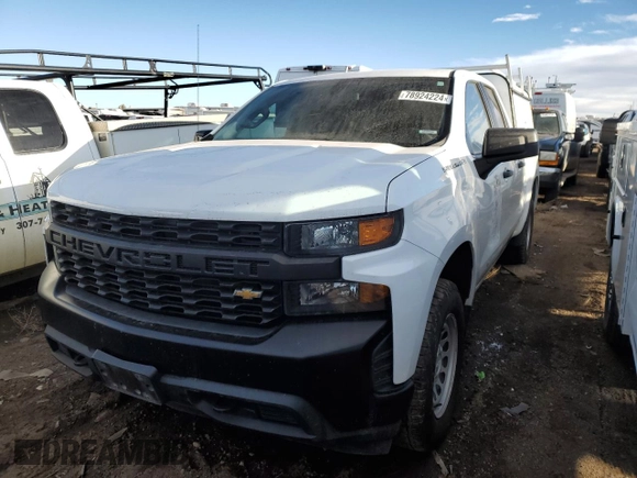 2020 Chevrolet Silverado 1500 Work Truck with VIN 1GCRYAEH8LZ275412, listed as a Copart auction lot 78924224 with 57,899 mi miles and Clean Title. Bid and sale history available at carsss.com. Image 1.