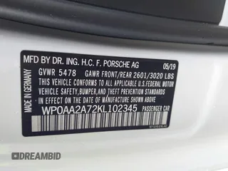 2019 Porsche Panamera с VIN WP0AA2A72KL102345, выставлен на аукционе IAAI как лот 42011097 с пробегом 55 712 миль миль и . История ставок и продаж доступна на DreamBid. Изображение 9.