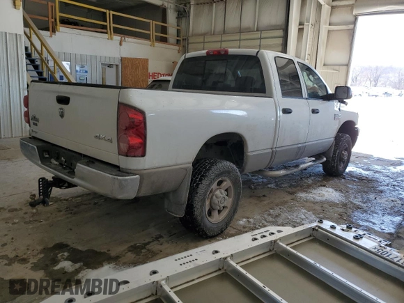 2008 Dodge 2500 SLT with VIN 3D7KS28A18G250839, listed as a Copart auction lot 46255255 with 107,405 mi miles and Salvage Title. Bid and sale history available at DreamBid. Image 3.