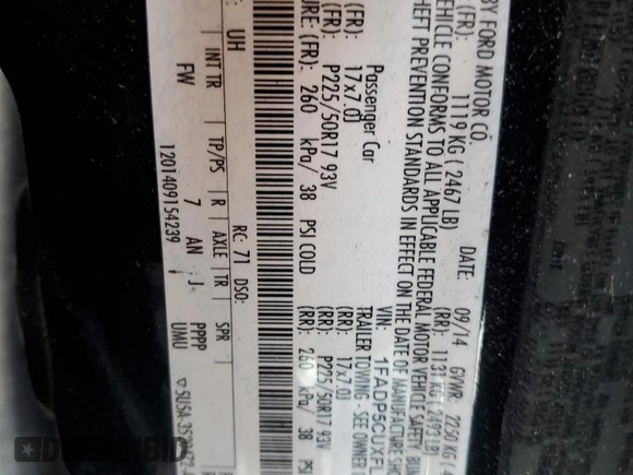2015 Ford C-Max SEL z VIN 1FADP5CUXFL100239, wystawiony jako Copart lot #54266835 z przebiegiem 186 159 mil mil oraz Szkoda całkowita • Salvage title. Historia ofert i sprzedaży dostępna na DreamBid. Obrazek 12.