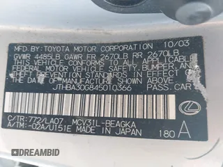 2004 Lexus ES 350 с VIN JTHBA30G845010366, выставлен на аукционе IAAI как лот 41569444 с пробегом 144 879 миль миль и . История ставок и продаж доступна на DreamBid. Изображение 9.