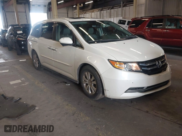 2014 Honda Odyssey EX-L with VIN 5FNRL5H60EB030841, listed as a IAAI auction lot 42271401 with 107,343 mi miles and . Bid and sale history available at DreamBid. Image 1.