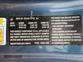 2016 Buick Cascada Premium с VIN W04WT3N51GG139542, выставлен на аукционе Copart как лот 72530044 с пробегом Не указан миль и Списание • Salvage title. История ставок и продаж доступна на DreamBid. Изображение 13.