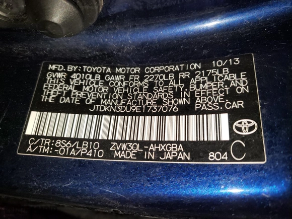 2014 Toyota Prius Four with VIN JTDKN3DU9E1737076, listed as a Copart auction lot 48521345 with 152,501 mi miles and Clean Title. Bid and sale history available at carsss.com. Image 12.