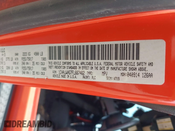 2015 Jeep Wrangler Sport with VIN 1C4AJWAG7FL667462, listed as a IAAI auction lot 42134109 with 85,651 mi miles and . Bid and sale history available at carsss.com. Image 9.
