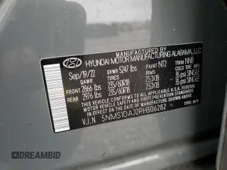 2023 Hyundai Santa Fe SE с VIN 5NMS1DAJ2PH506282, выставлен на аукционе Copart как лот 50141025 с пробегом 26 153 миль миль и Списание • Salvage title. История ставок и продаж доступна на DreamBid. Изображение 13.