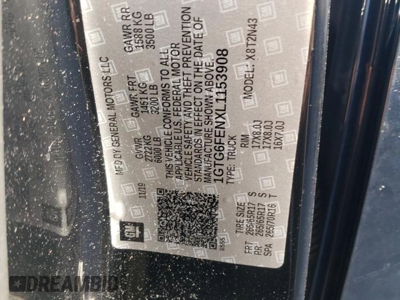 2020 GMC Canyon 4WD All Terrain w/Cloth with VIN 1GTG6FENXL1153908, listed as a Copart auction lot 48123595 with 82,835 mi miles and Salvage Title. Bid and sale history available at carsss.com. Image 14.