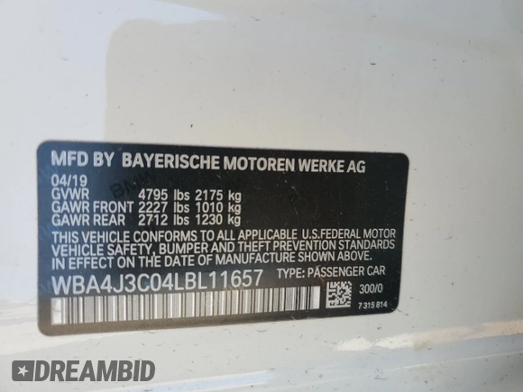 2020 BMW 4 Series 430i xDrive с VIN WBA4J3C04LBL11657, выставлен на аукционе Copart как лот 52682145 с пробегом 54 211 миль миль и Чистый • Clean title. История ставок и продаж доступна на DreamBid. Изображение 12.