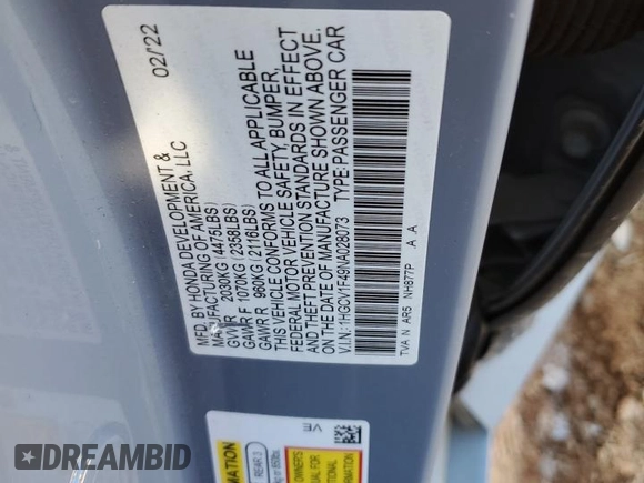 2022 Honda Accord Sedan Sport SE with VIN 1HGCV1F49NA028073, listed as a Copart auction lot 47357335 with 0 mi miles and Salvage Title. Bid and sale history available at carsss.com. Image 14.