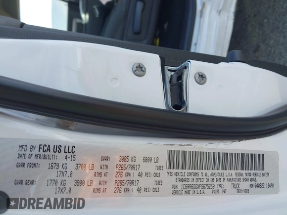 2015 Ram 1500 Big Horn with VIN 1C6RR6GGXFS675250, listed as a IAAI auction lot 41812268 with 200,861 mi miles and . Bid and sale history available at DreamBid. Image 9.