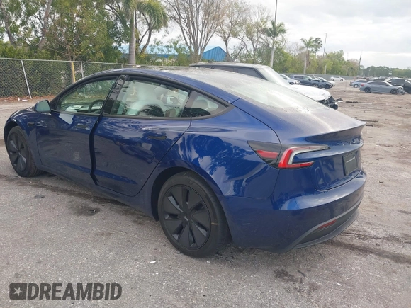 2025 Tesla Model 3 Long Range with VIN 5YJ3E1EA2SF919461, listed as a IAAI auction lot 41672494 with 777 mi miles and . Bid and sale history available at DreamBid. Image 3.