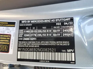 2022 Mercedes-Benz GLC with VIN W1N0G8EB2NG082521, listed as a Copart auction lot 84461794 with 9,751 mi miles and Salvage Title. Bid and sale history available at carsss.com. Image 14.