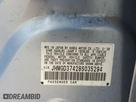2008 Honda Fit with VIN JHMGD37428S035294, listed as a Copart auction lot 42528785 with 138,905 mi miles and Salvage Title. Bid and sale history available at carsss.com. Image 12.