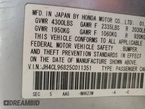 2005 Acura TSX with VIN JH4CL96825C011351, listed as a Copart auction lot 47842835 with 200,430 mi miles and Non Repairable. Bid and sale history available at carsss.com. Image 13.