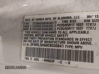 2014 Honda Odyssey EX-L with VIN 5FNRL5H60EB030841, listed as a IAAI auction lot 42271401 with 107,343 mi miles and . Bid and sale history available at DreamBid. Image 9.