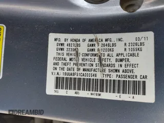 2012 Acura TL Technology z VIN 19UUA9F51CA000546, wystawiony jako IAAI lot #42179984 z przebiegiem Nie podano mil oraz . Historia ofert i sprzedaży dostępna na DreamBid. Obrazek 9.