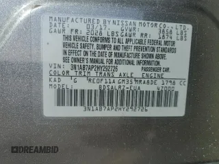 2017 Nissan Sentra SR with VIN 3N1AB7AP2HY292726, listed as a Copart auction lot 59990795 with 113,114 mi miles and Salvage title. Bid and sale history available at DreamBid. Image 13.