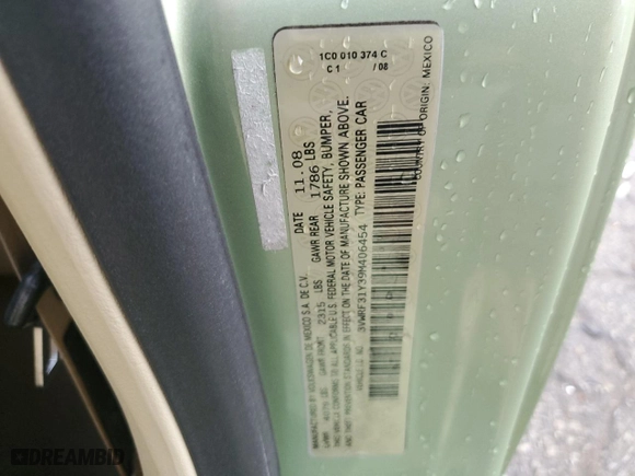 2009 Volkswagen New Beetle Convertible S with VIN 3VWRF31Y39M406454, listed as a Copart auction lot 44512055 with NaN miles and Non Repairable. Bid and sale history available at carsss.com. Image 12.