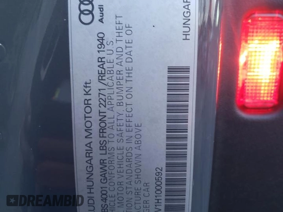 2017 Audi TT with VIN TRUC5AFV1H1000592, listed as a Copart auction lot 83292174 with 127,149 mi miles and Salvage title. Bid and sale history available at DreamBid. Image 12.