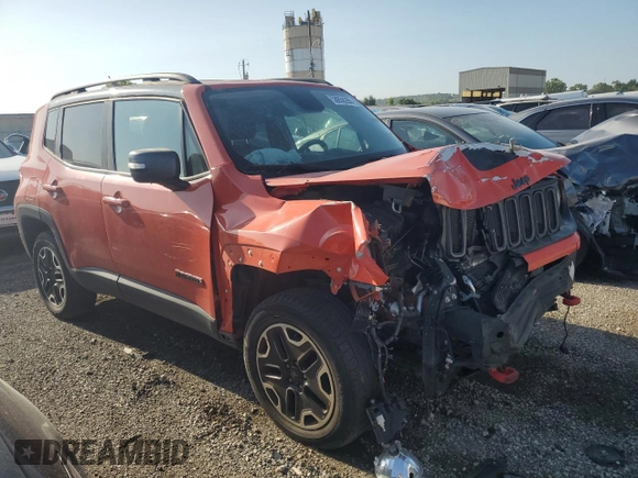 2016 Jeep Renegade Trailhawk with VIN ZACCJBCT5GPD16946, listed as a Copart auction lot 58856285 with Not provided miles and Salvage title. Bid and sale history available at DreamBid. Image 4.
