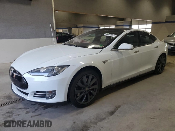2015 Tesla Model S 85D with VIN 5YJSA1E4XFF110720, listed as a Copart auction lot 48694825 with Not Provided miles and Salvage Title. Bid and sale history available at carsss.com. Image 1.