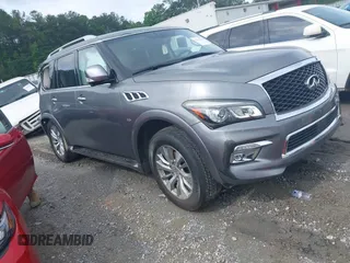 2015 Infiniti QX80 with VIN JN8AZ2NE1F9086597, listed as a IAAI auction lot 42343484 with 221,219 mi miles and . Bid and sale history available at DreamBid. Image 1.
