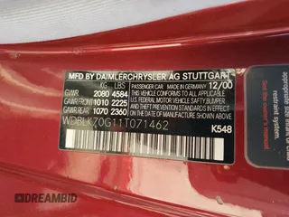 2001 Mercedes-Benz CLK 320/430 with VIN WDBLK70G11T071462, listed as a Copart auction lot 79171794 with 57,024 mi miles and Salvage Title. Bid and sale history available at DreamBid. Image 12.