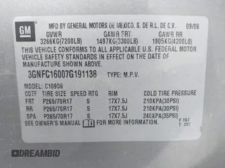 2007 Chevrolet Suburban LT с VIN 3GNFC16007G191138, выставлен на аукционе IAAI как лот 41425886 с пробегом 150 250 миль миль и . История ставок и продаж доступна на DreamBid. Изображение 9.