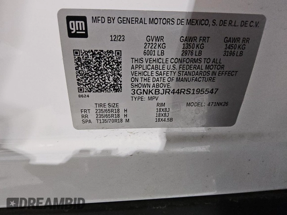 2024 Chevrolet Blazer LT с VIN 3GNKBJR44RS195547, выставлен на аукционе Copart как лот 43275205 с пробегом 25 318 миль миль и Чистый • Clean title. История ставок и продаж доступна на DreamBid. Изображение 13.