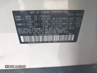 2022 Subaru Outback Touring XT with VIN 4S4BTGPD9N3276423, listed as a IAAI auction lot 42310970 with 8,266 mi miles and . Bid and sale history available at DreamBid. Image 9.