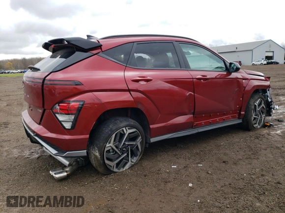 2024 Hyundai Kona N Line with VIN KM8HACA34RU118306, listed as a Copart auction lot 79687814 with 3,393 mi miles and Salvage Title. Bid and sale history available at DreamBid. Image 3.