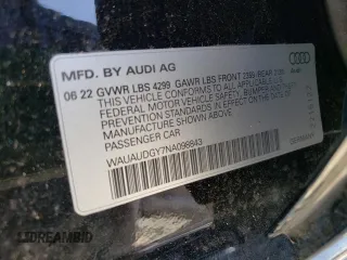 2022 Audi A3 Premium z VIN WAUAUDGY7NA098843, wystawiony jako Copart lot #66575893 z przebiegiem 5 701 mil mil oraz . Historia ofert i sprzedaży dostępna na DreamBid. Obrazek 12.