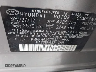 2013 Hyundai Azera с VIN KMHFH4JG7DA229860, выставлен на аукционе IAAI как лот 42391312 с пробегом 151 503 миль миль и . История ставок и продаж доступна на DreamBid. Изображение 9.