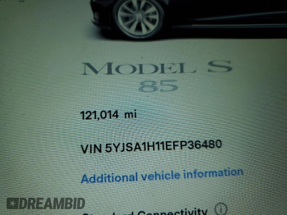 2014 Tesla Model S 60 z VIN 5YJSA1H11EFP36480, wystawiony jako Copart lot #71210254 z przebiegiem 121 014 mil mil oraz Szkoda całkowita • Salvage title. Historia ofert i sprzedaży dostępna na DreamBid. Obrazek 9.