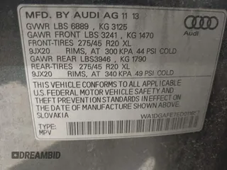 2014 Audi Q7 3.0T S line Prestige with VIN WA1DGAFE7ED011657, listed as a IAAI auction lot 41775200 with 149,395 mi miles. Bid and sale history available at carsss.com. Image 9.