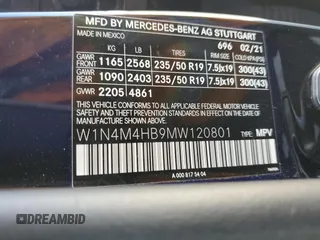 2021 Mercedes-Benz GLB 250 с VIN W1N4M4HB9MW120801, выставлен на аукционе Copart как лот 60654655 с пробегом 79 991 миль миль и Списание • Salvage title. История ставок и продаж доступна на DreamBid. Изображение 13.