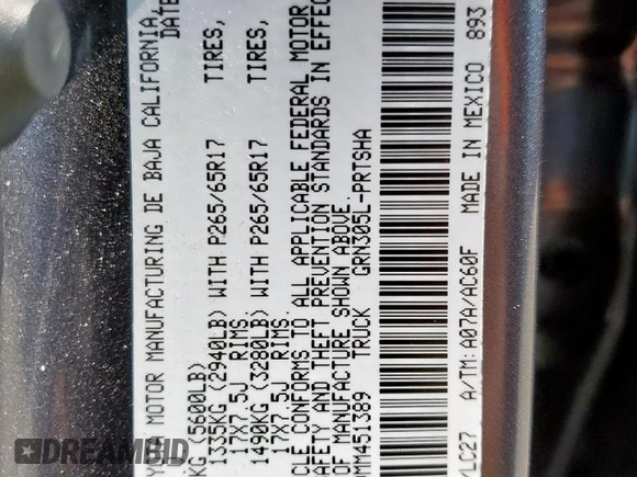 2021 Toyota Tacoma SR with VIN 3TMCZ5AN9MM451389, listed as a Copart auction lot 59191355 with 26,427 mi miles and Salvage title. Bid and sale history available at DreamBid. Image 13.