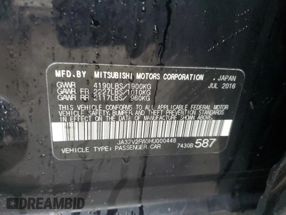 2017 Mitsubishi Lancer ES with VIN JA32V2FW3HU000448, listed as a Copart auction lot 45108575 with 68,633 mi miles and Salvage Title. Bid and sale history available at carsss.com. Image 14.