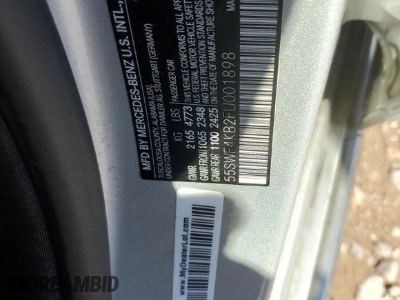 2015 Mercedes-Benz C-Class C 300 Luxury with VIN 55SWF4KB2FU001898, listed as a Copart auction lot 45596695 with 53,411 mi miles and Salvage Title. Bid and sale history available at carsss.com. Image 12.