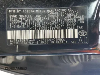 2012 Toyota Corolla L with VIN 2T1BU4EE5CC895780, listed as a Copart auction lot 55146945 with Not Provided miles and Clean Title. Bid and sale history available at carsss.com. Image 12.