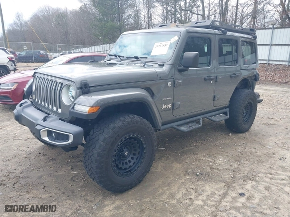 2019 Jeep Wrangler Unlimited Sahara with VIN 1C4HJXEGXKW633636, listed as a IAAI auction lot 41733557 with 78,082 mi miles. Bid and sale history available at carsss.com. Image 18.