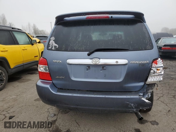 2006 Toyota Highlander Hybrid with VIN JTEEW21A660029918, listed as a Copart auction lot 50371275 with 158,141 mi miles and Salvage Title. Bid and sale history available at carsss.com. Image 6.