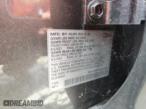 2018 Audi Q7 Prestige with VIN WA1VAAF7XJD033900, listed as a Copart auction lot 64642405 with 87,419 mi miles and Clean title. Bid and sale history available at DreamBid. Image 14.