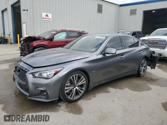 2020 Infiniti Q50 Pure with VIN JN1EV7AP9LM205019, listed as a Copart auction lot 51113905 with 56,243 mi miles and Salvage Title. Bid and sale history available at carsss.com. Image 1.