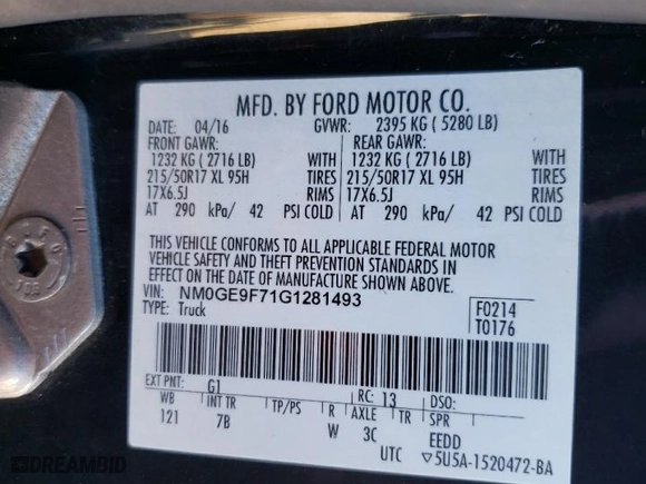 2016 Ford Transit Connect Wagon XLT with VIN NM0GE9F71G1281493, listed as a Copart auction lot 86096884 with 191,923 mi miles and Salvage Title. Bid and sale history available at carsss.com. Image 14.