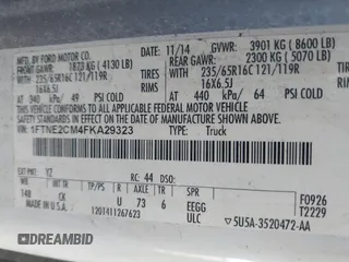 2015 Ford Transit Cargo with VIN 1FTNE2CM4FKA29323, listed as a IAAI auction lot 42406192 with 156,493 mi miles and . Bid and sale history available at DreamBid. Image 9.