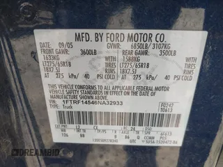 2006 Ford F-150 XL with VIN 1FTRF14546NA32933, listed as a IAAI auction lot 41275788 with 190,018 mi miles. Bid and sale history available at carsss.com. Image 9.
