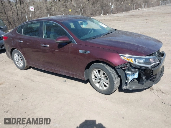 2018 Kia Optima LX with VIN 5XXGT4L32JG205631, listed as a IAAI auction lot 41861172 with 73,702 mi miles. Bid and sale history available at carsss.com. Image 1.