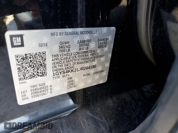 2018 Cadillac Escalade ESV Platinum z VIN 1GYS4KKJ1JR264186, wystawiony jako Copart lot #48252095 z przebiegiem 145 484 mil mil oraz Szkoda całkowita • Salvage title. Historia ofert i sprzedaży dostępna na DreamBid. Obrazek 13.